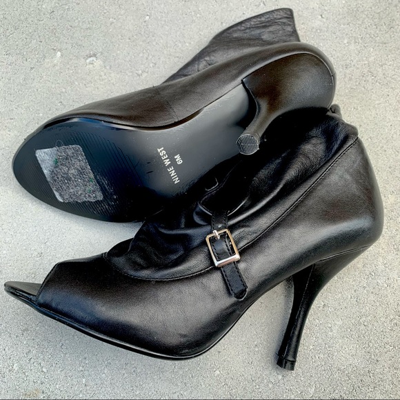 Nine West Faux Leather Peep Toe Booties - Picture 3 of 4